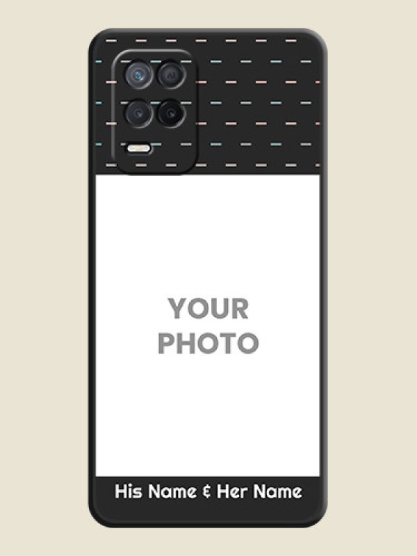 Custom Line Pattern Design with Text on Space Black Custom Soft Matte Phone Back Cover - Realme 9 5G - alternate view