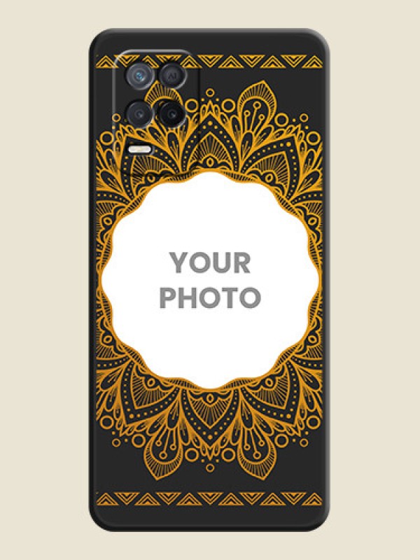 Custom Round Image with Floral Design on Photo on Space Black Soft Matte Mobile Cover - Realme 9 5G - alternate view