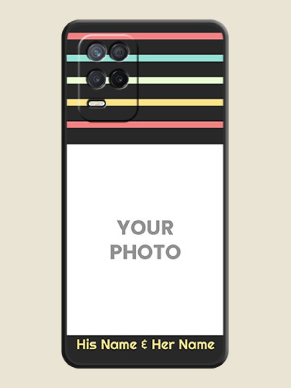 Custom Color Stripes with Photo and Text on Photo on Space Black Soft Matte Mobile Case - Realme 9 5G - alternate view