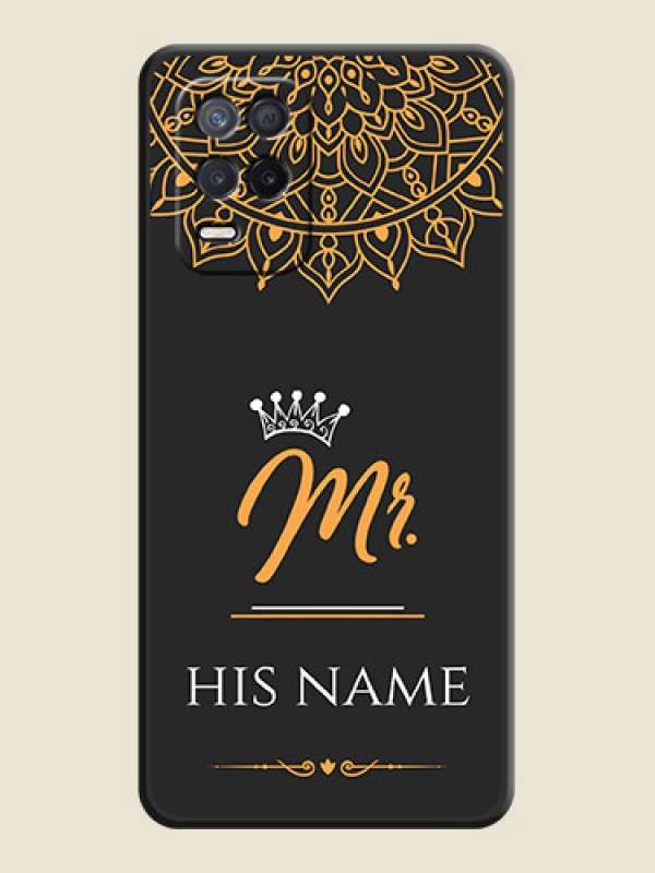 Custom Mr Name with Floral Design  on Personalised Space Black Soft Matte Cases - Realme 9 5G - alternate view
