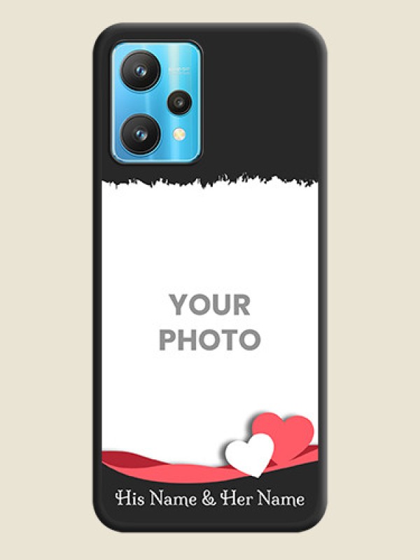 Custom Pin Color Love Shaped Ribbon Design with Text on Space Black Custom Soft Matte Phone Back Cover - Realme 9 Pro 5G - alternate view