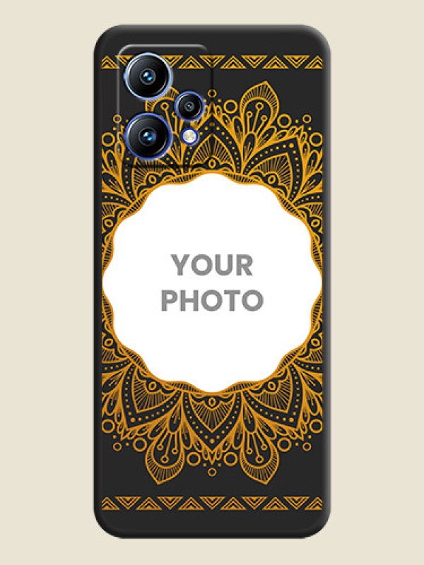 Custom Round Image with Floral Design on Photo on Space Black Soft Matte Mobile Cover - Realme 9 Pro Plus 5G - alternate view