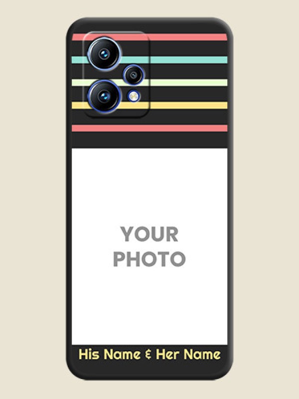 Custom Color Stripes with Photo and Text on Photo on Space Black Soft Matte Mobile Case - Realme 9 Pro Plus 5G - alternate view