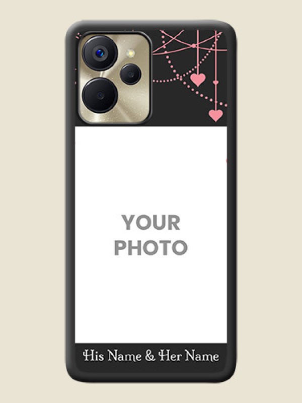 Custom Pink Love Hangings with Text on Space Black Custom Soft Matte Back Cover - Realme 9i 5G - alternate view
