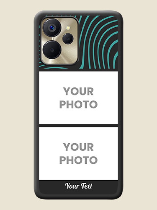 Custom Wave Pattern with 2 Image Holder on Space Black Personalized Soft Matte Phone Covers - Realme 9i 5G - alternate view