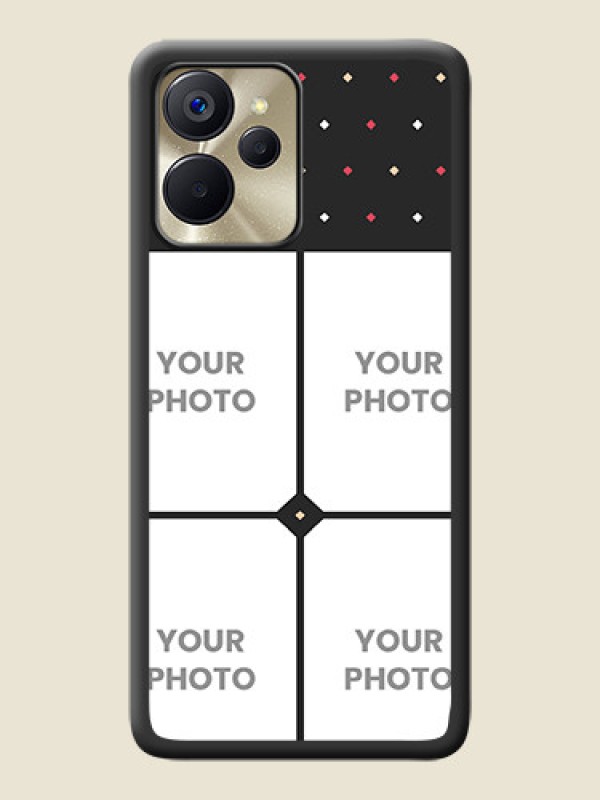 Custom Multicolor Dotted Pattern with 4 Image Holder on Space Black Custom Soft Matte Phone Cases - Realme 9i 5G - alternate view
