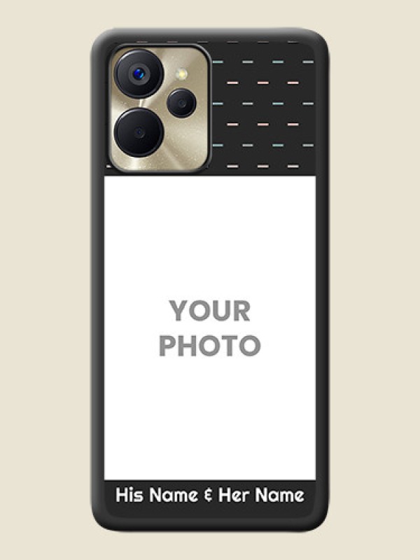 Custom Line Pattern Design with Text on Space Black Custom Soft Matte Phone Back Cover - Realme 9i 5G - alternate view
