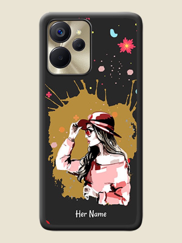 Custom Mordern Lady With Color Splash Background With Custom Text On Space Black Personalized Soft Matte Phone Covers -Realme 9I 5G - alternate view