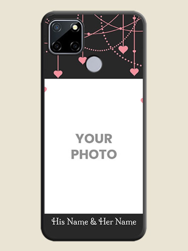 Custom Pink Love Hangings with Text on Space Black Custom Soft Matte Back Cover - Realme C12 - alternate view