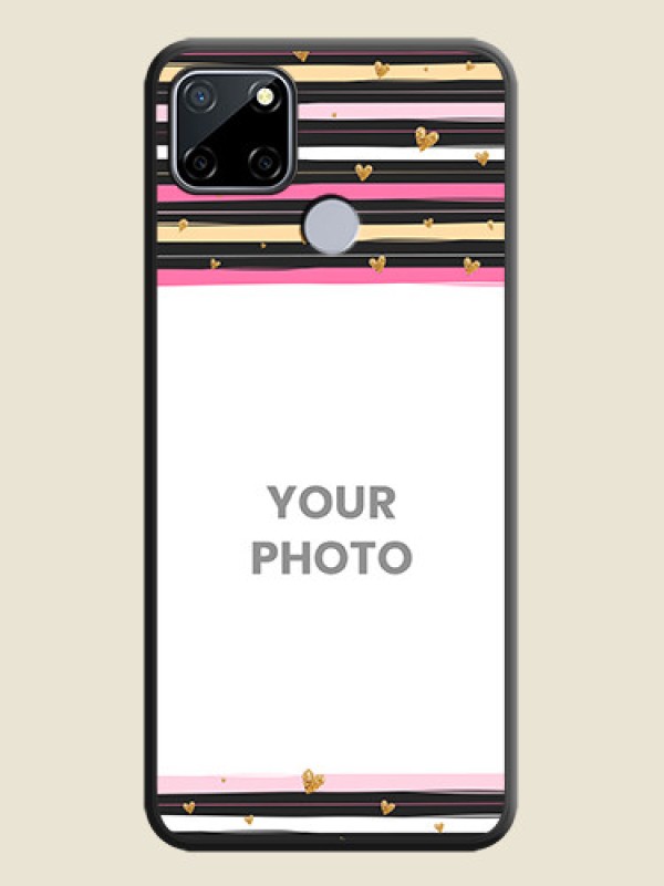 Custom Multicolor Lines and Golden Love Symbols Design on Photo on Space Black Soft Matte Mobile Cover - Realme C12 - alternate view