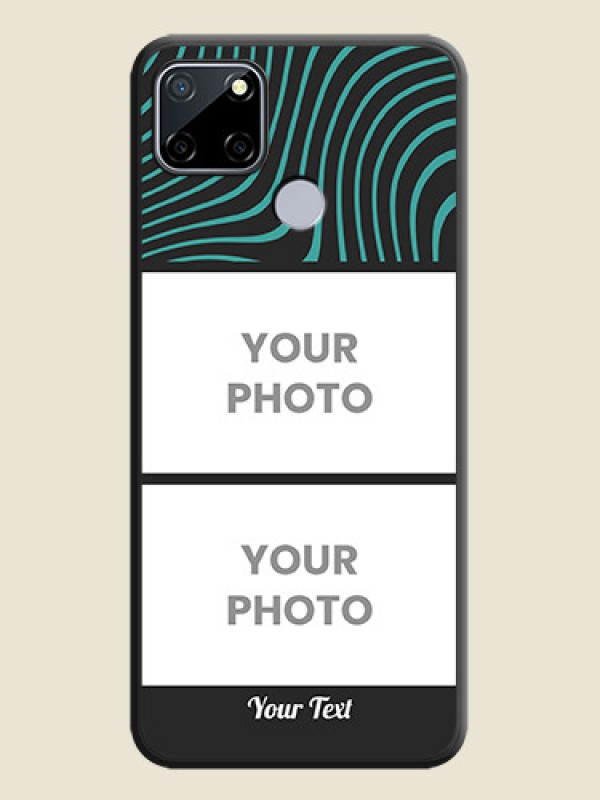 Custom Wave Pattern with 2 Image Holder on Space Black Personalized Soft Matte Phone Covers - Realme C12 - alternate view