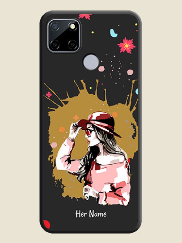 Custom Mordern Lady With Color Splash Background With Custom Text On Space Black Personalized Soft Matte Phone Covers -Realme C12 - alternate view