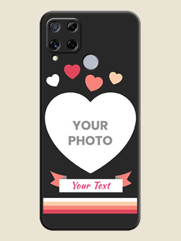 Custom Love Shaped Photo with Colorful Stripes on Personalised Space Black Soft Matte Cases - Realme C15 - alternate view