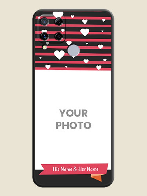 Custom White Color Love Symbols with Pink Lines Pattern on Space Black Custom Soft Matte Phone Cases - Realme C15 - alternate view