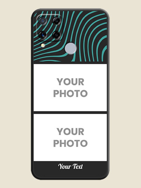 Custom Wave Pattern with 2 Image Holder on Space Black Personalized Soft Matte Phone Covers - Realme C15 - alternate view