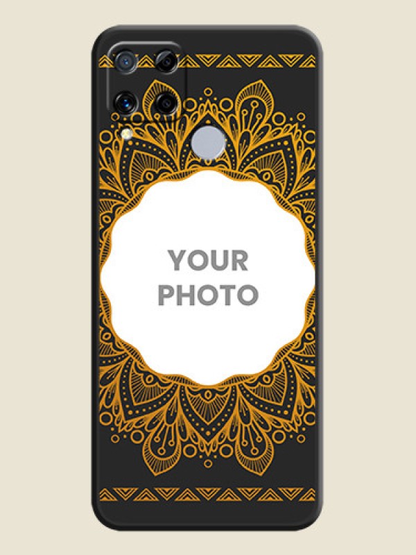 Custom Round Image with Floral Design on Photo on Space Black Soft Matte Mobile Cover - Realme C15 - alternate view