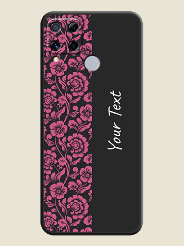 Custom Pink Floral Pattern Design With Custom Text On Space Black Personalized Soft Matte Phone Covers -Realme C15 - alternate view