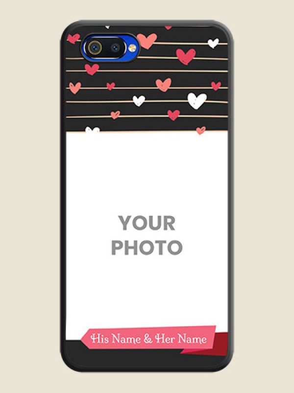 Custom Love Pattern with Name on Pink Ribbon  on Photo on Space Black Soft Matte Back Cover - Realme C2 - alternate view