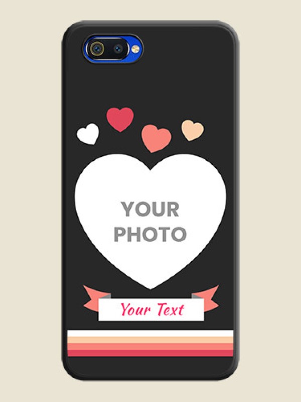 Custom Love Shaped Photo with Colorful Stripes on Personalised Space Black Soft Matte Cases - Realme C2 - alternate view