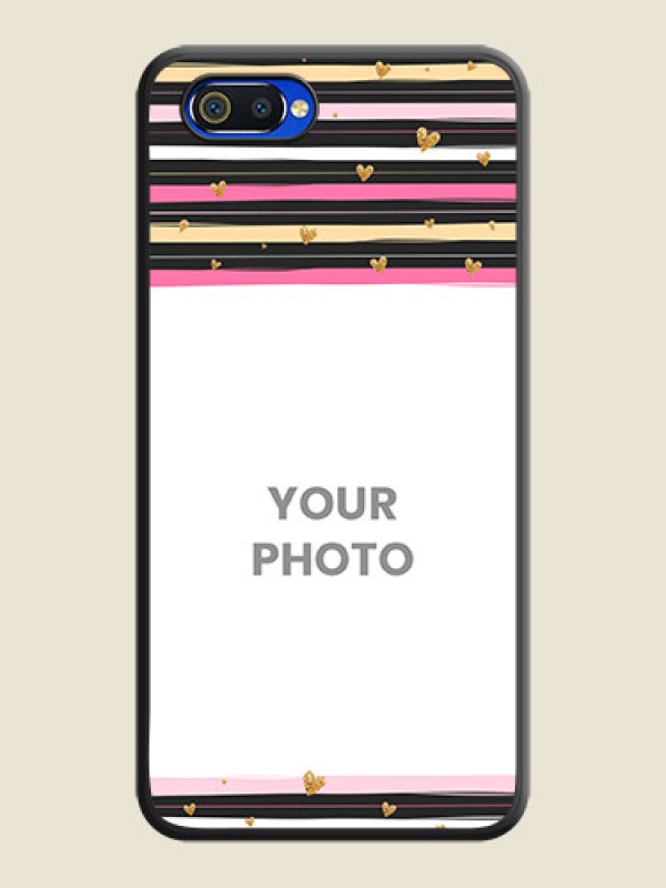 Custom Multicolor Lines and Golden Love Symbols Design on Photo on Space Black Soft Matte Mobile Cover - Realme C2 - alternate view