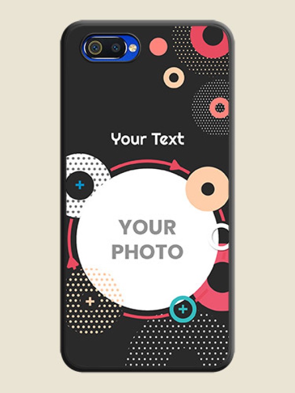 Custom Multicoloured Round Image on Personalised Space Black Soft Matte Cases - Realme C2 - alternate view