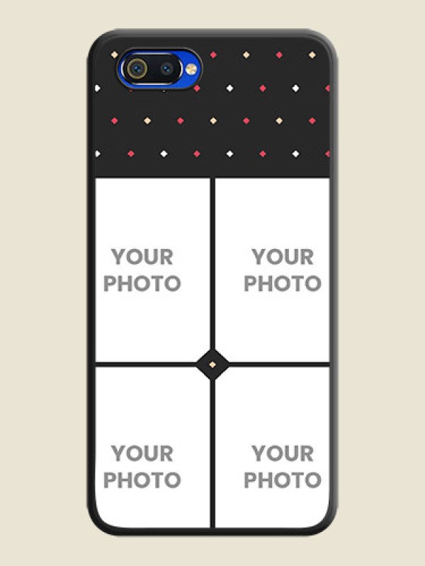 Custom Multicolor Dotted Pattern with 4 Image Holder on Space Black Custom Soft Matte Phone Cases - Realme C2 - alternate view