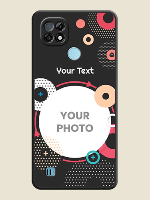 Custom Multicoloured Round Image on Personalised Space Black Soft Matte Cases - Realme C21 - alternate view