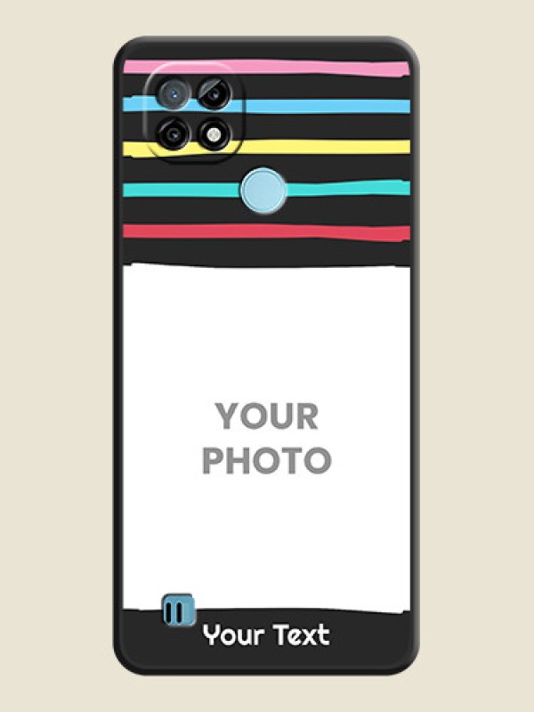 Custom Multicolor Lines with Image on Space Black Personalized Soft Matte Phone Covers - Realme C21 - alternate view