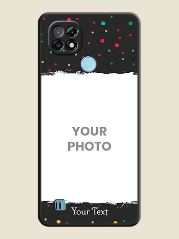 Custom Multicolor Dotted Pattern with Text on Space Black Custom Soft Matte Phone Back Cover - Realme C21 - alternate view