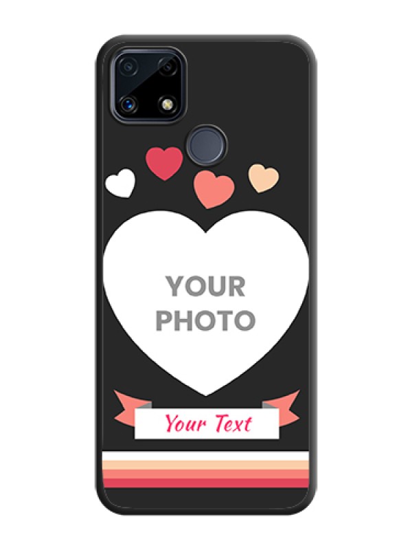 Custom Love Shaped Photo with Colorful Stripes on Personalised Space Black Soft Matte Cases - Realme C25 - alternate view