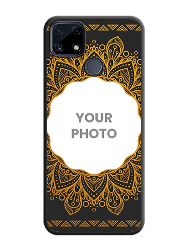 Custom Round Image with Floral Design on Photo on Space Black Soft Matte Mobile Cover - Realme C25 - alternate view