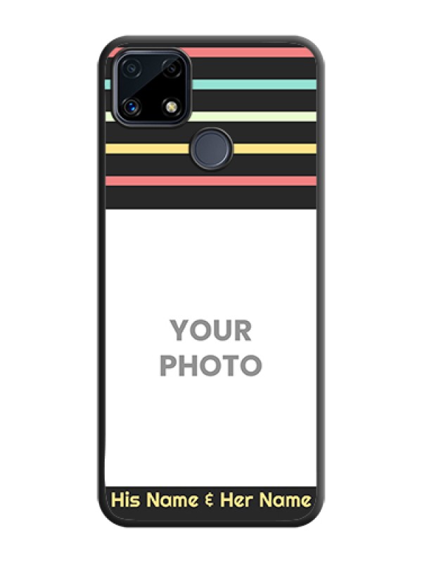 Custom Color Stripes with Photo and Text on Photo on Space Black Soft Matte Mobile Case - Realme C25 - alternate view
