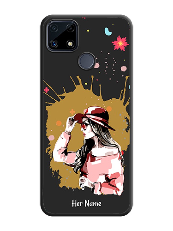 Custom Mordern Lady With Color Splash Background With Custom Text On Space Black Personalized Soft Matte Phone Covers -Realme C25 - alternate view