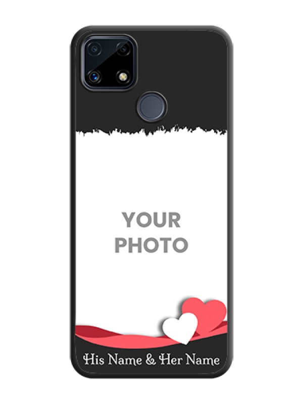 Custom Pin Color Love Shaped Ribbon Design with Text on Space Black Custom Soft Matte Phone Back Cover - Realme C25s - alternate view