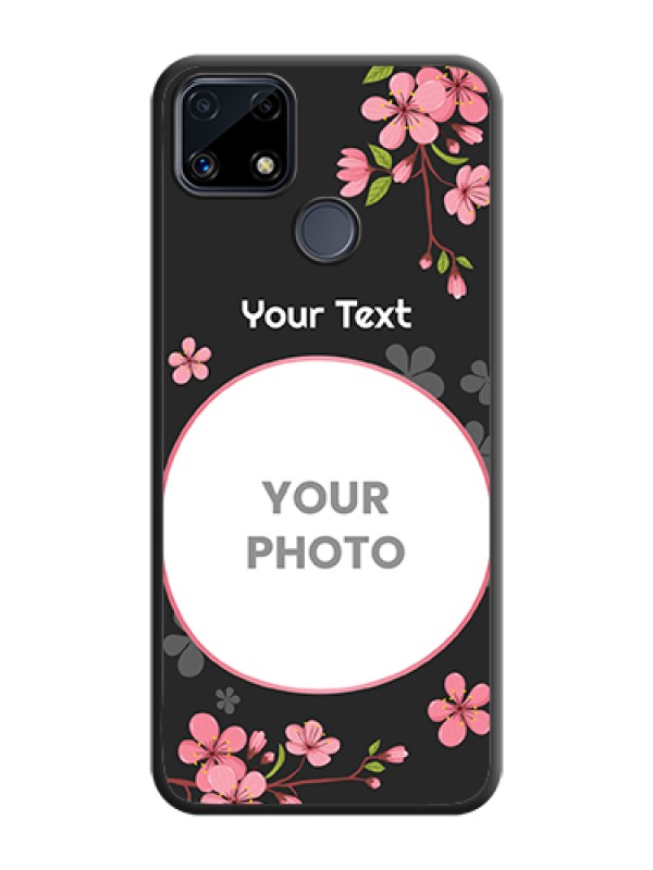 Custom Round Image with Pink Color Floral Design on Photo on Space Black Soft Matte Back Cover - Realme C25s - alternate view