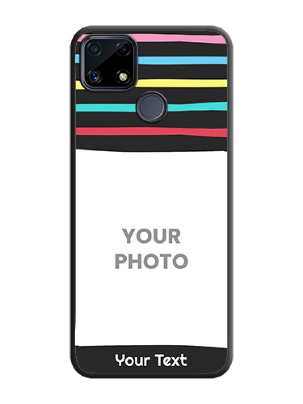 Custom Multicolor Lines with Image on Space Black Personalized Soft Matte Phone Covers - Realme C25s - alternate view