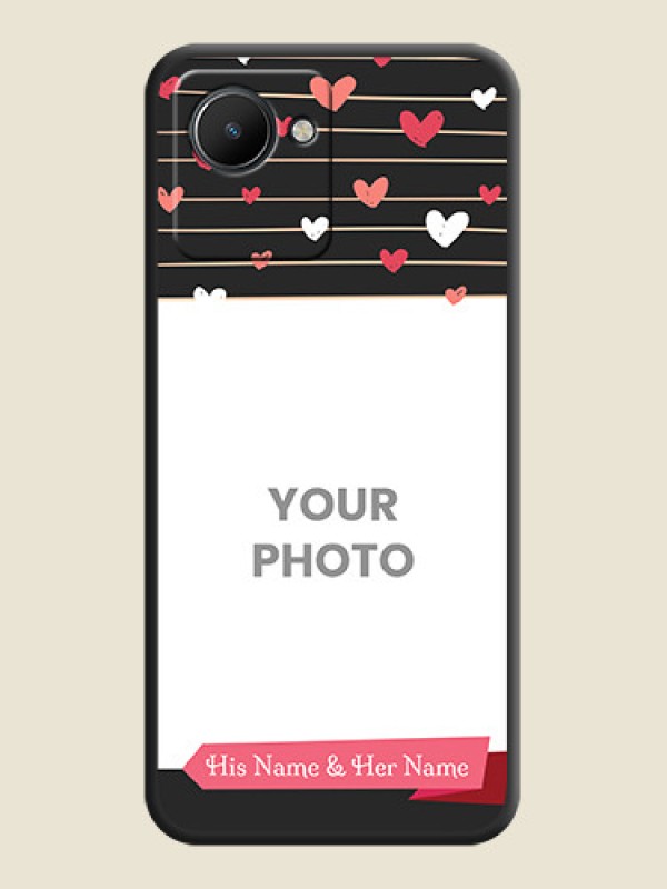 Custom Love Pattern with Name on Pink Ribbon  on Photo on Space Black Soft Matte Back Cover - Realme C30 - alternate view