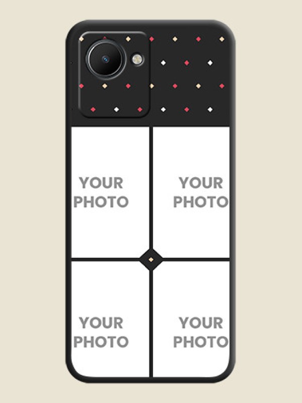Custom Multicolor Dotted Pattern with 4 Image Holder on Space Black Custom Soft Matte Phone Cases - Realme C30 - alternate view