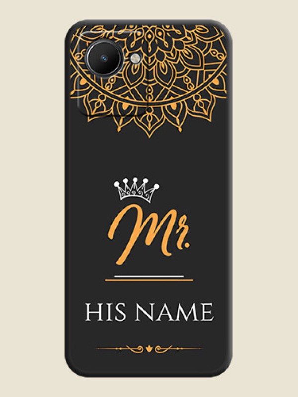 Custom Mr Name with Floral Design  on Personalised Space Black Soft Matte Cases - Realme C30 - alternate view
