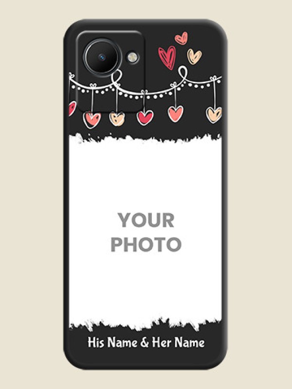 Custom Pink Love Hangings with Name on Space Black Custom Soft Matte Phone Cases - Realme C30s - alternate view