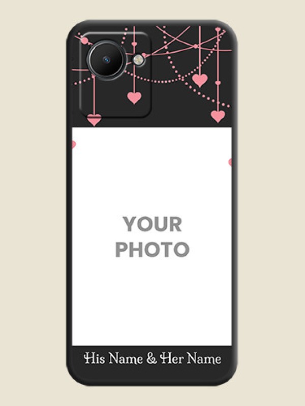 Custom Pink Love Hangings with Text on Space Black Custom Soft Matte Back Cover - Realme C30s - alternate view