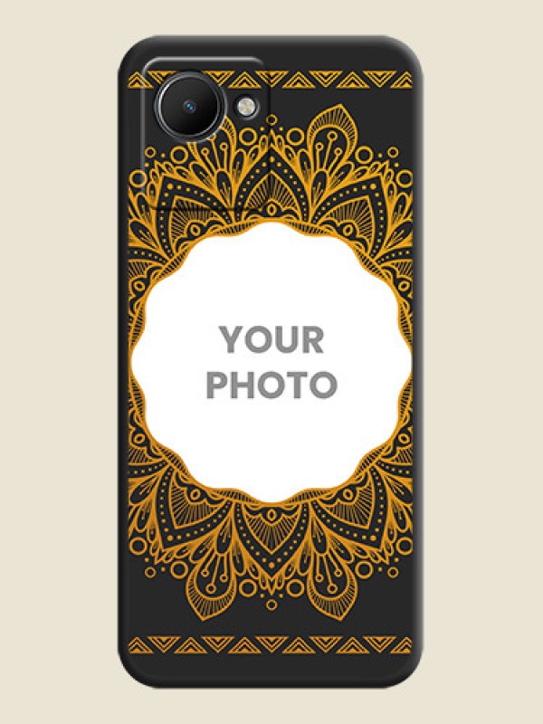 Custom Round Image with Floral Design on Photo on Space Black Soft Matte Mobile Cover - Realme C30s - alternate view