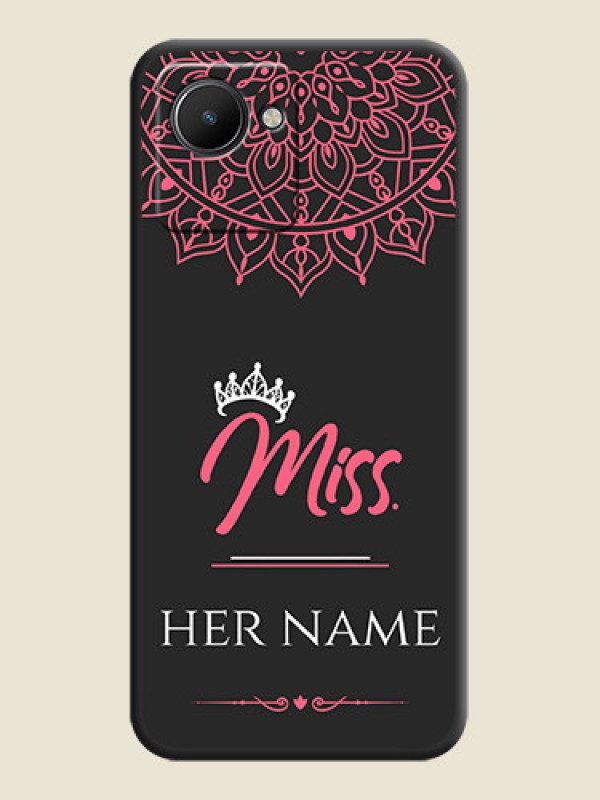 Custom Mrs Name with Floral Design on Space Black Personalized Soft Matte Phone Covers - Realme C30s - alternate view