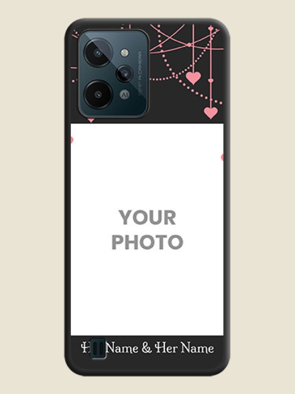 Custom Pink Love Hangings with Text on Space Black Custom Soft Matte Back Cover - Realme C31 - alternate view
