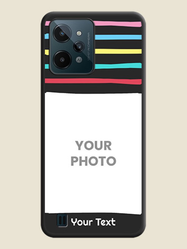 Custom Multicolor Lines with Image on Space Black Personalized Soft Matte Phone Covers - Realme C31 - alternate view