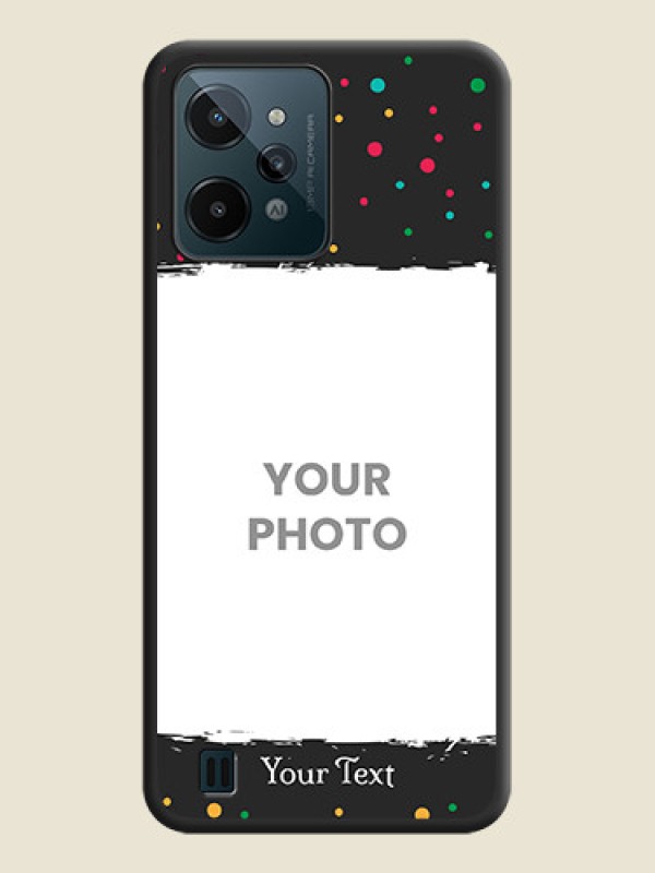 Custom Multicolor Dotted Pattern with Text on Space Black Custom Soft Matte Phone Back Cover - Realme C31 - alternate view