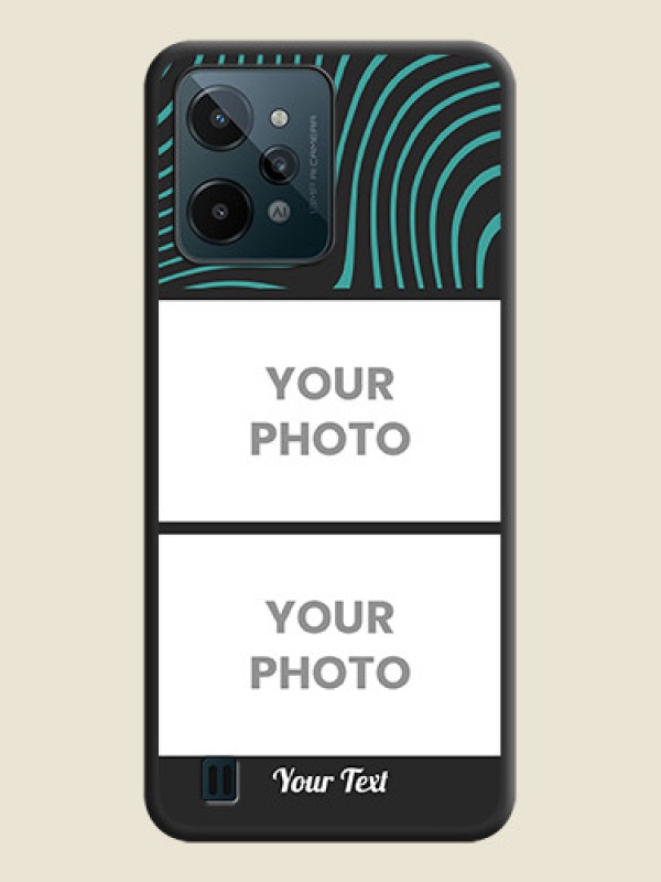 Custom Wave Pattern with 2 Image Holder on Space Black Personalized Soft Matte Phone Covers - Realme C31 - alternate view