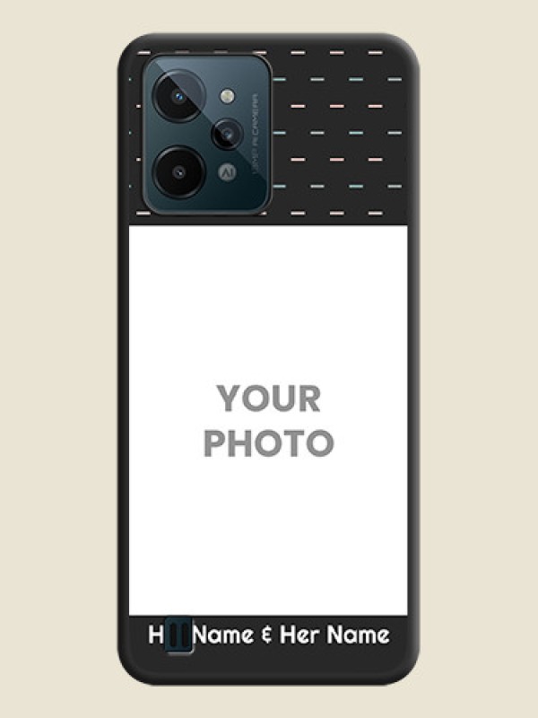 Custom Line Pattern Design with Text on Space Black Custom Soft Matte Phone Back Cover - Realme C31 - alternate view
