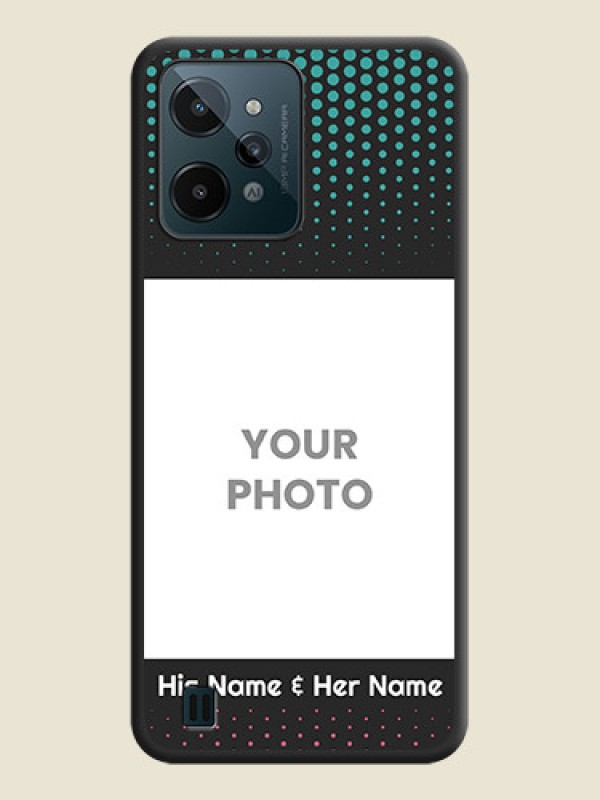 Custom Faded Dots with Grunge Photo Frame and Text on Space Black Custom Soft Matte Phone Cases - Realme C31 - alternate view