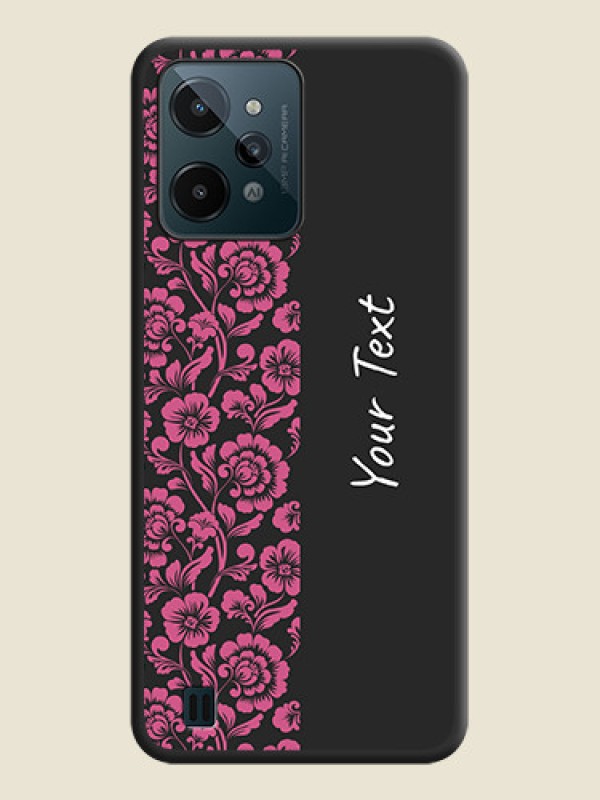 Custom Pink Floral Pattern Design With Custom Text On Space Black Personalized Soft Matte Phone Covers -Realme C31 - alternate view